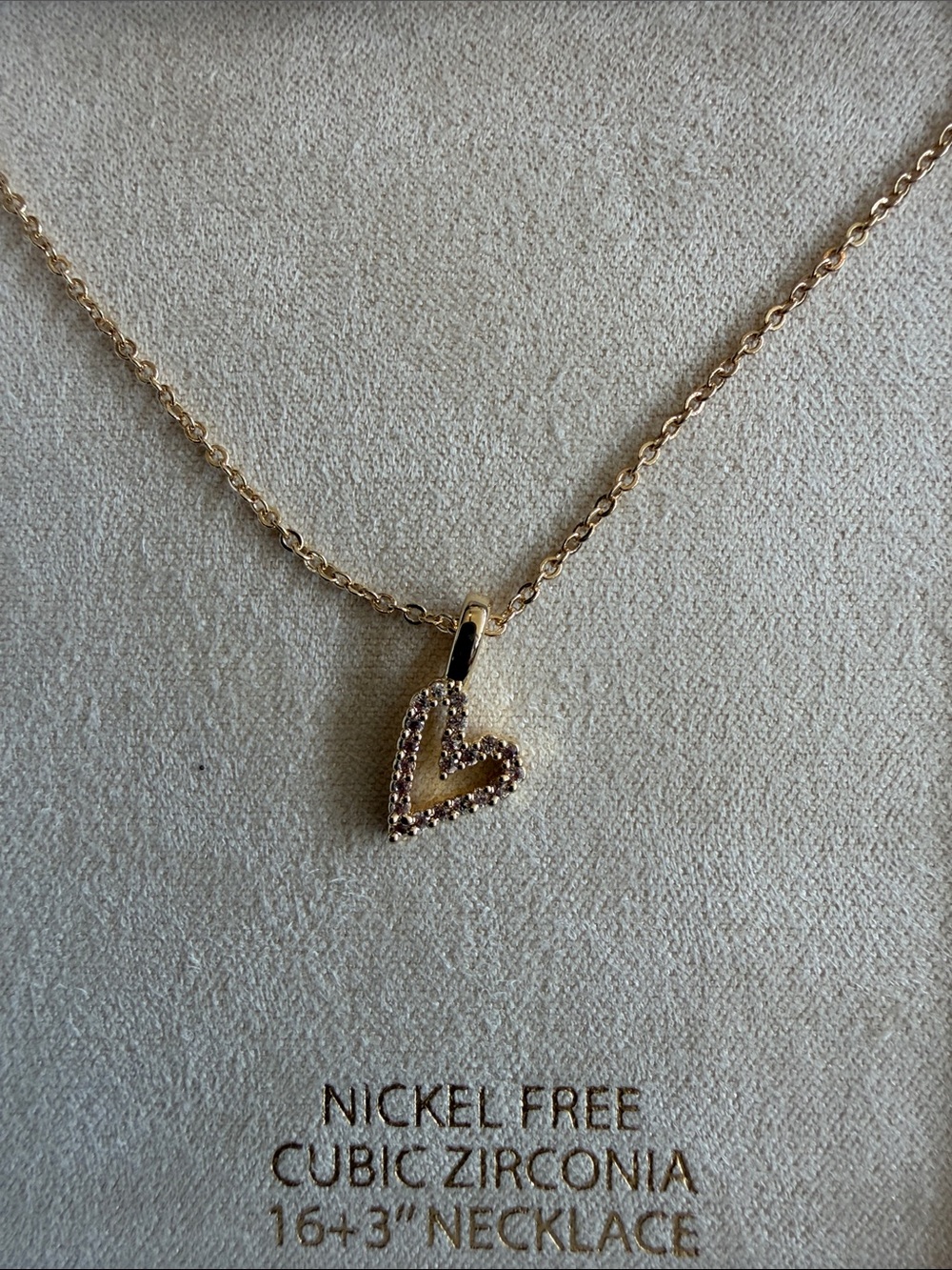 Nordstrom Rack Cubic Zirconia Gold Open Heart Pendant Necklace